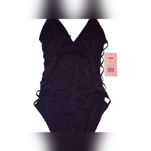Women's Black Strappy One-Piece Swimsuit YMI New With Tags Size Small